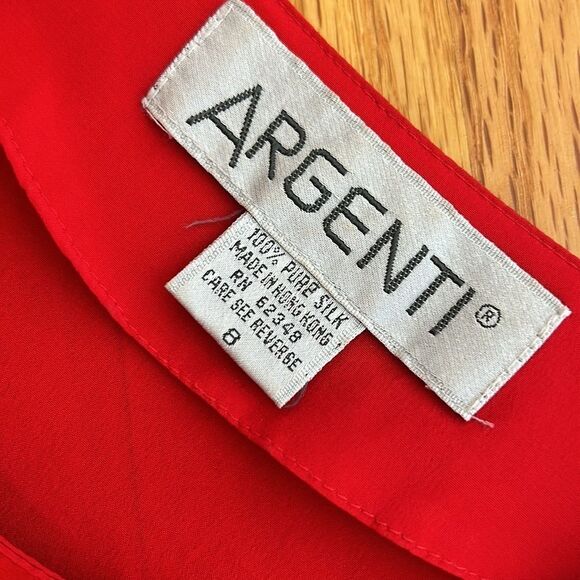 Vintage Argenti Red Silk Dress, 8 - Picture 8 of 11